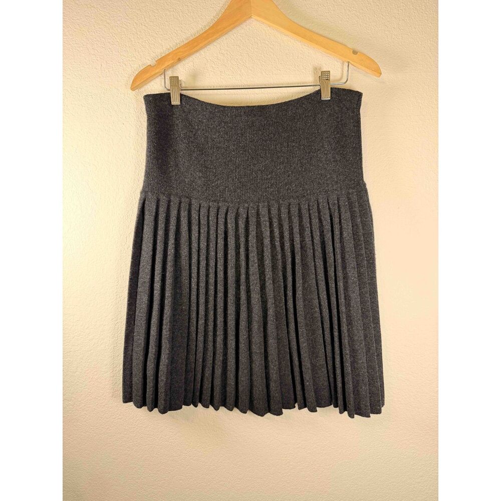 Principles Lambswool Pleated Knit Skirt Charcoal Grey Warm Academic Size S M